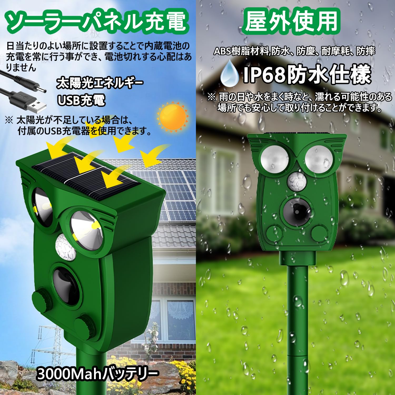 Amazon | EvoAce 動物撃退器 猫よけ【2025業界新開発・害獣対策器】超